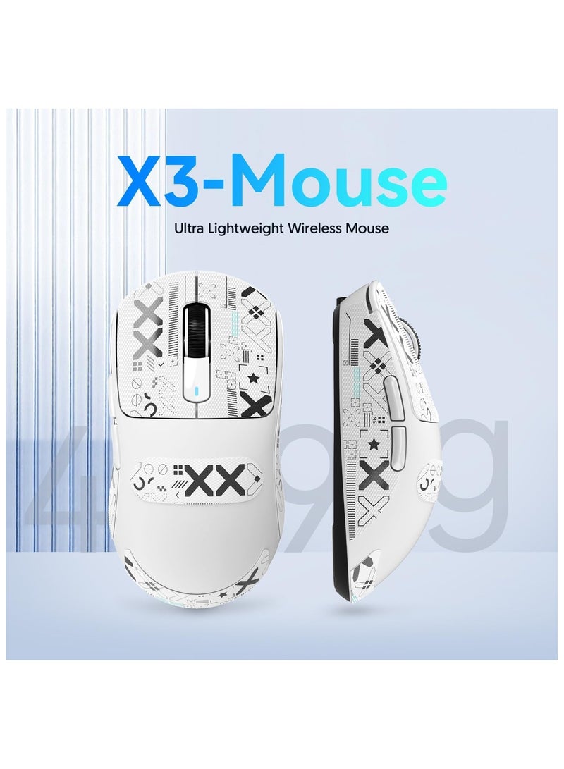 ATTACK SHARK X3 Wireless Gaming Mouse – Ultra-Light 49g Superlight Design – 26,000 DPI Optical Sensor – 2.4GHz Wireless, Bluetooth & Wired Connection – Programmable Buttons – RGB Lighting – Ergonomic Grip – Compatible with PC, Laptop, Mac (White) - Image 2