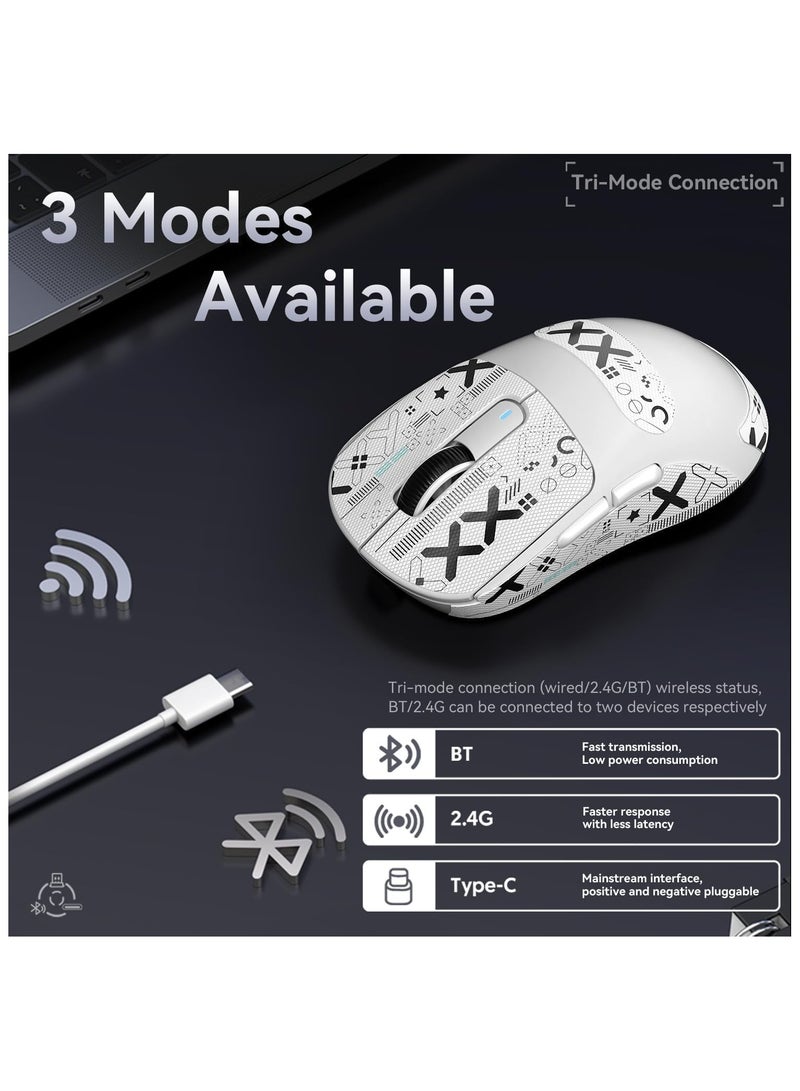 ATTACK SHARK X3 Wireless Gaming Mouse – Ultra-Light 49g Superlight Design – 26,000 DPI Optical Sensor – 2.4GHz Wireless, Bluetooth & Wired Connection – Programmable Buttons – RGB Lighting – Ergonomic Grip – Compatible with PC, Laptop, Mac (White) - Image 4