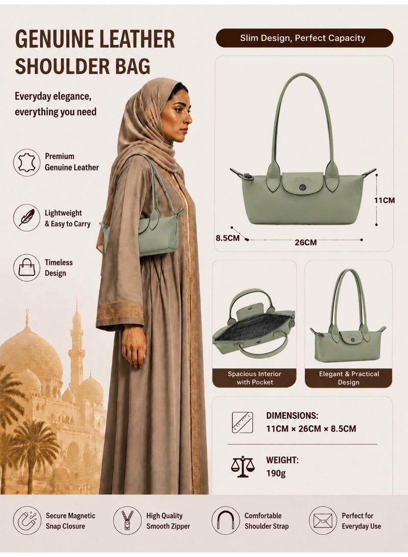 حقيبة كتف ميني باغيت، جلد صناعي، لون أخضر ساج - Image 1