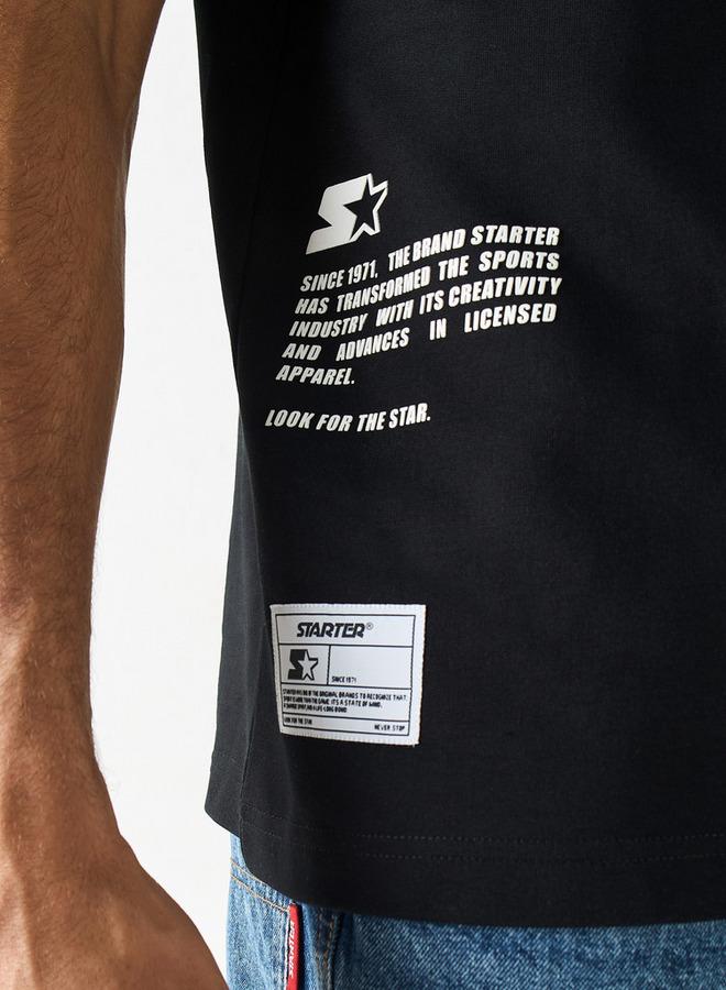 Starter Typographic Print T-shirt with Crew Neck and Short Sleeves - Image 4