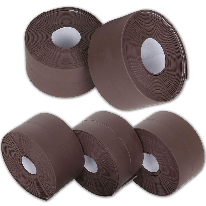 APACALI 5 Pack Caulk Tape Strips 1.5”x 10.5’ Flexible Self Adhesive Sealing Tape Waterproof Mildew-Proof Bathroom Caulking Tape for Bathtub Shower Floor Wall Corner Kitchen Sink Gas Stove Countertop - Image 1