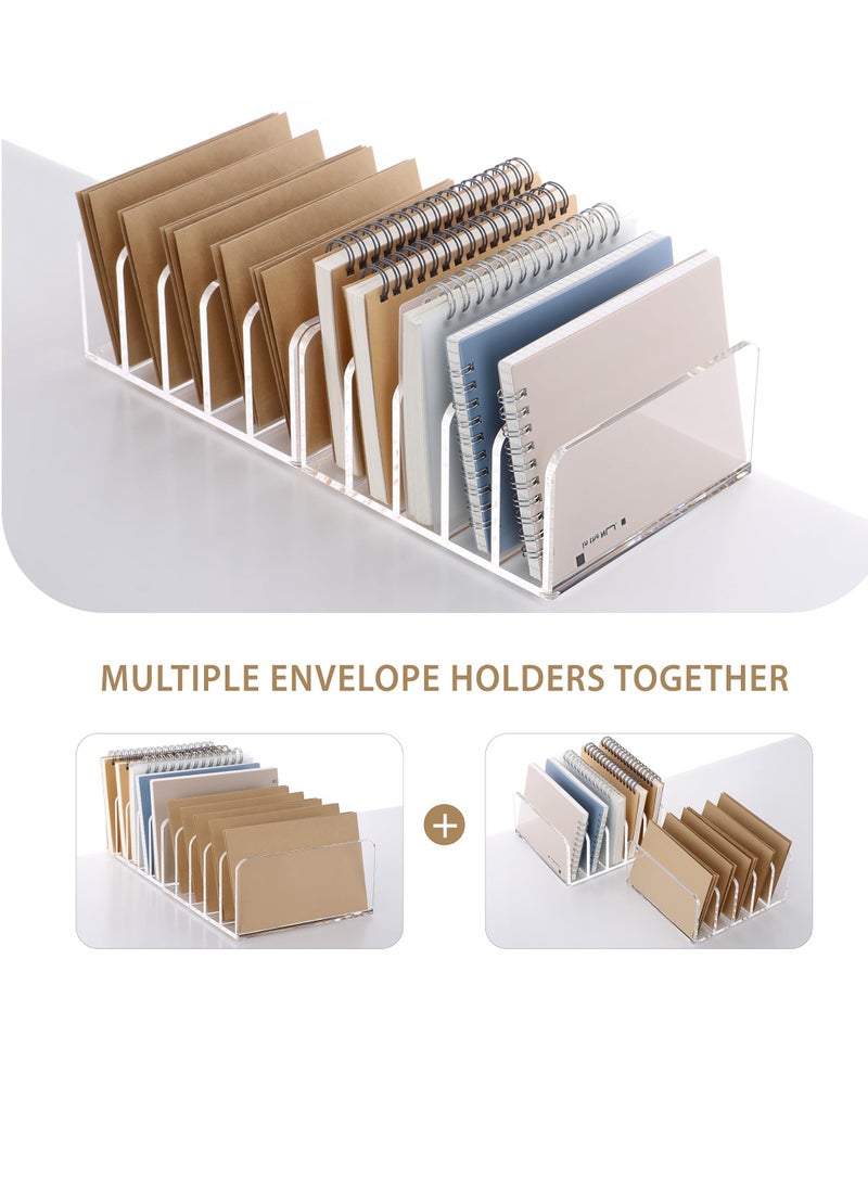 SYOSI - Acrylic Desk File Organizer Holder, 5 Upright Compartments Laddered Clear Desktop Vertical Mail Letter Holder, for Letter, Document, Notebook - Image 1