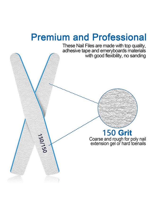 BLESWIN Nail Files 150/150 Grit, 12Pcs Nail File For Poly Nail Extension Gel Emery Boards Nail File For Acrylic Nails Coarse Nail File For False Nails Manicure Pedicure Tools For Home Salon … - Image 4
