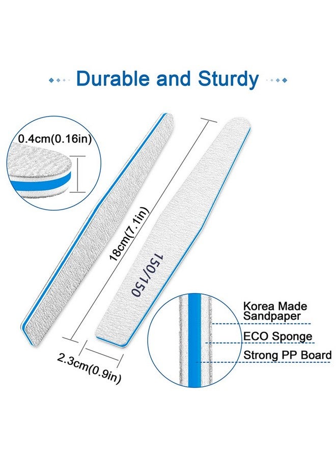 BLESWIN Nail Files 150/150 Grit, 12Pcs Nail File For Poly Nail Extension Gel Emery Boards Nail File For Acrylic Nails Coarse Nail File For False Nails Manicure Pedicure Tools For Home Salon … - Image 2