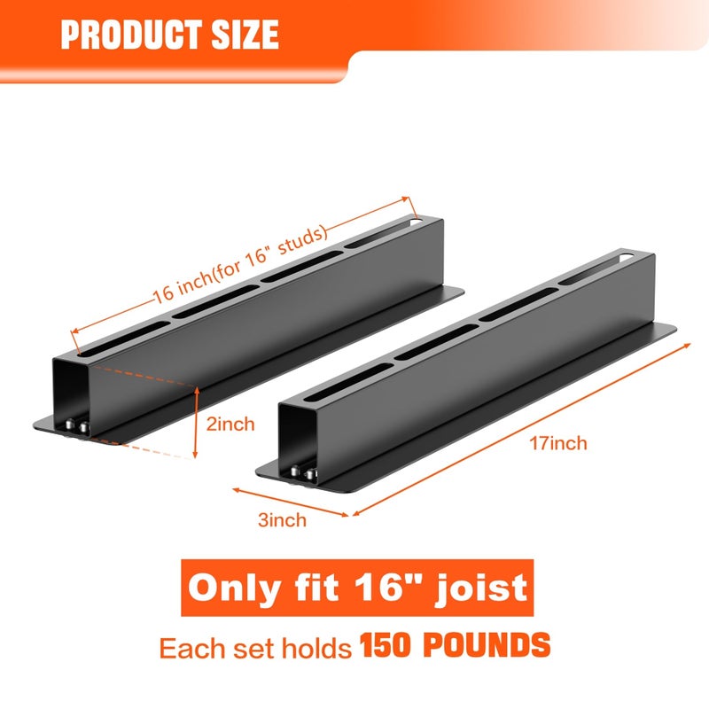 TORACK Garage Ceiling Bin Storage Rack(only fit 16â€ joist), Overhead Tote Storage Rails Heavy Duty Adjustable Tote Slide Rails for 4 Bins(5 pcs 17-inch long rails) - Image 2