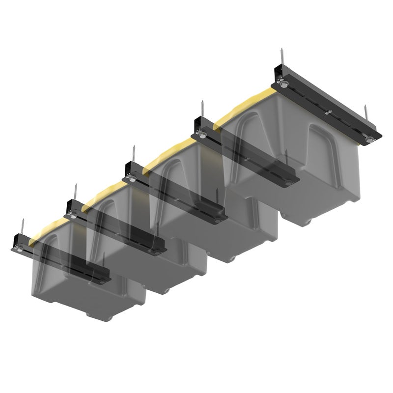 TORACK Garage Ceiling Bin Storage Rack(only fit 16â€ joist), Overhead Tote Storage Rails Heavy Duty Adjustable Tote Slide Rails for 4 Bins(5 pcs 17-inch long rails) - Image 1