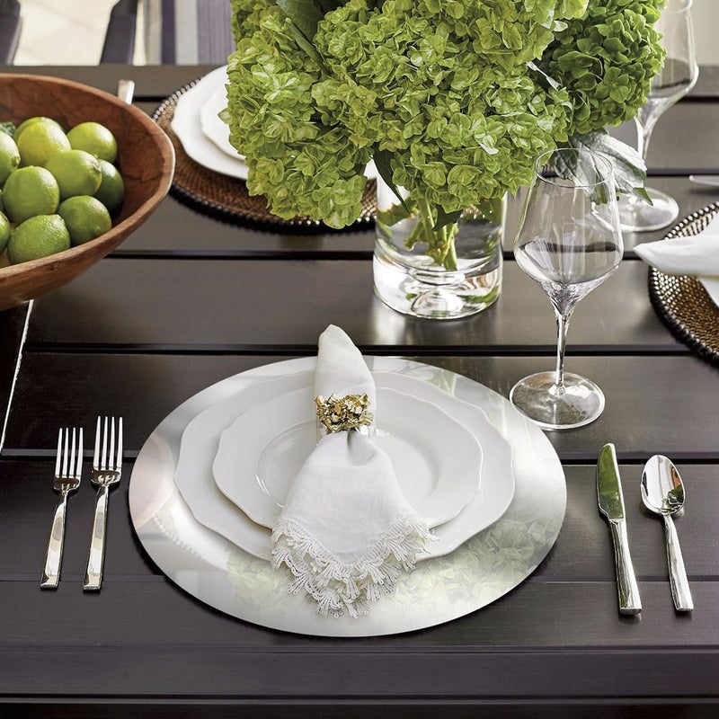 KesaPlan 100PCS Round Silver Placemats 13 Disposable Paper Placemats for Dining Table Mirrored Silver Charger Place Mat for Kitchen Banquet Table Setting Wedding Birthday Dinner Party Decor - Image 2