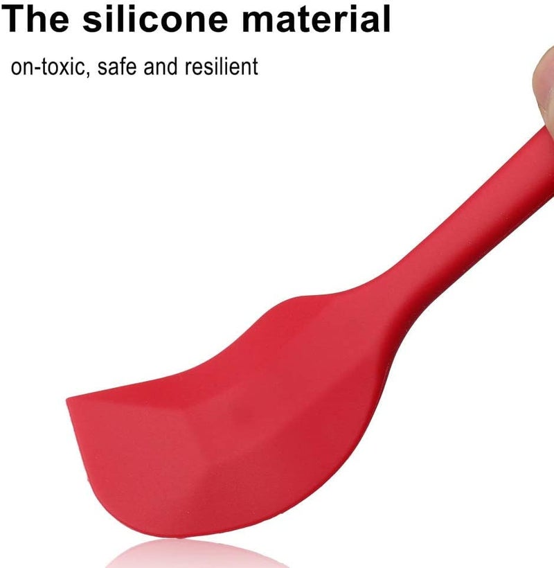 FS COOL FS COOL Set of 2 Kitchen Cooking Tools Silicone Spoon and Spatula Set Rubber Spatula Premium Silicone Spatula Set Spatula with Hygienic Solid Coating 480F HeatResistant Spatula Red - Image 3