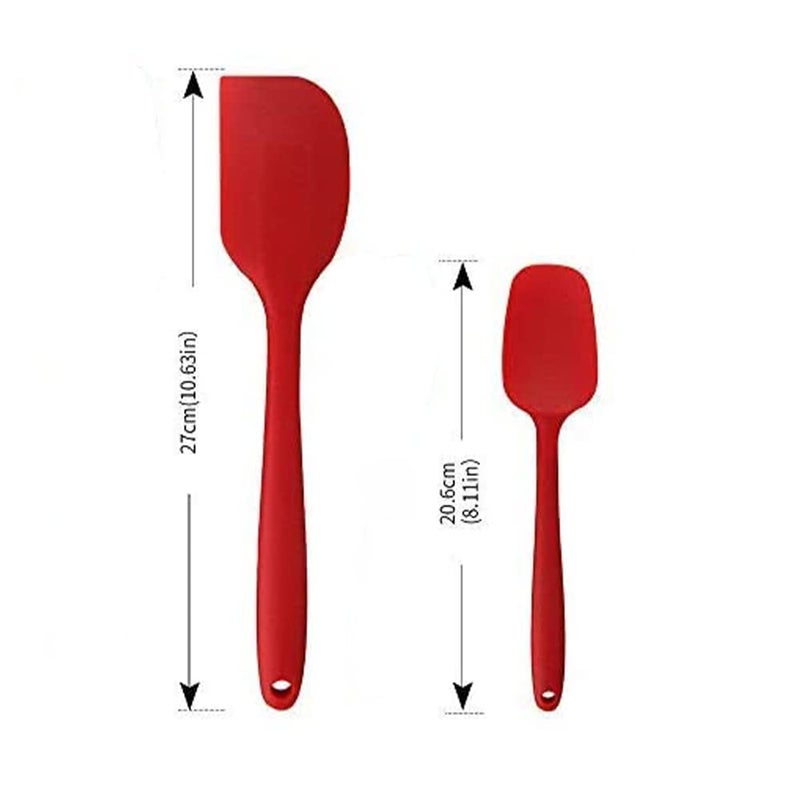 FS COOL FS COOL Set of 2 Kitchen Cooking Tools Silicone Spoon and Spatula Set Rubber Spatula Premium Silicone Spatula Set Spatula with Hygienic Solid Coating 480F HeatResistant Spatula Red - Image 2