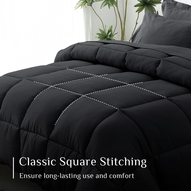 جولي فوغ Jollyvogue الحجم الكامل الحجم مجموعة السرير الكامل الحجم الكامل مجموعة كاملة من السرير 7 قطع في حقيبة أوزة أسفل الأوراق البديلة Oeko-Tex معتمدة - Image 5