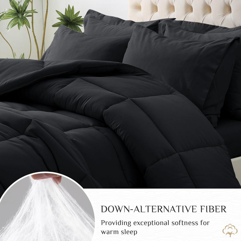 جولي فوغ Jollyvogue الحجم الكامل الحجم مجموعة السرير الكامل الحجم الكامل مجموعة كاملة من السرير 7 قطع في حقيبة أوزة أسفل الأوراق البديلة Oeko-Tex معتمدة - Image 4