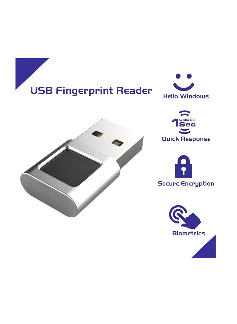 KASTWAVE - USB Fingerprint Reader Mini Fingerprint Scanner PC Dongle Windows Hello Fingerprint Reader for PC Laptop 360 Degree Touch Speedy Matching Biometric Portable USB Fingerprint Logger for Windows 10/11 - Image 1