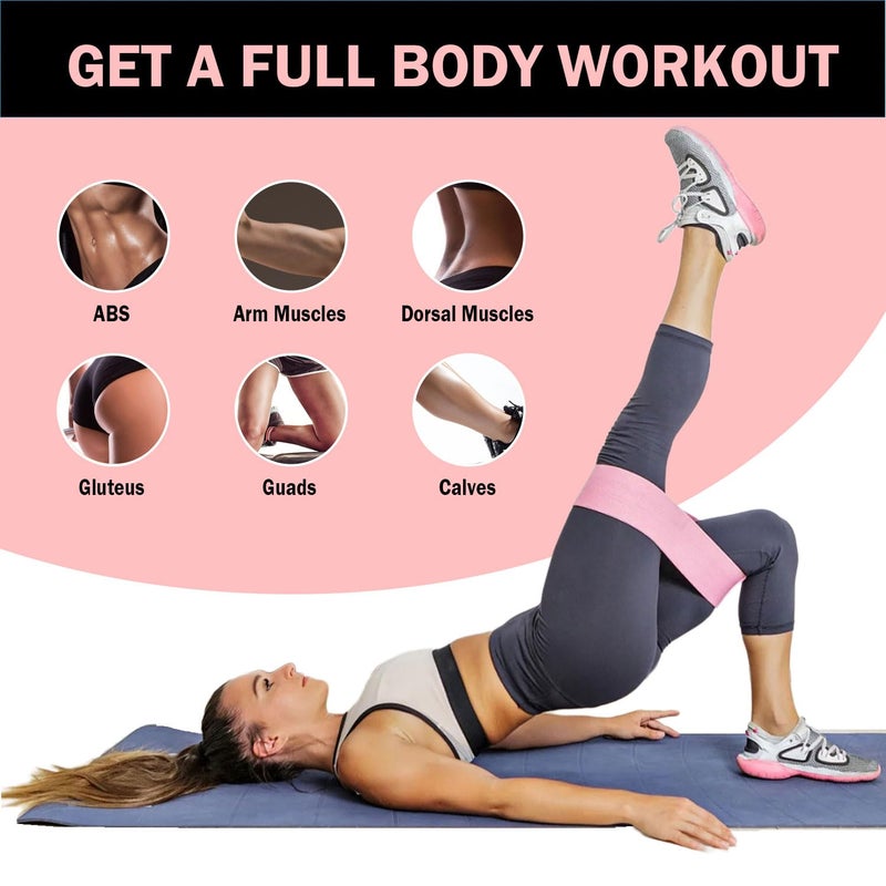 KANGFITER Non-Slip Fabric Resistance Bands for Working Out, Loop Exercise Bands for Booty Leg, Butt, Glute, Workout Bands with Tape Measure and Hair Ties for Home Gym Fitness, Yoga, Pilates - Image 4