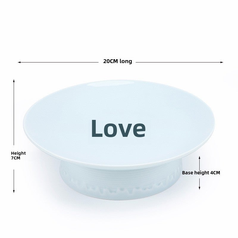 Ceramic Lotus Elevated Fruit Plate Creative Dessert Dish Xiangfu Lek Fruit Plate (Pink Green) 