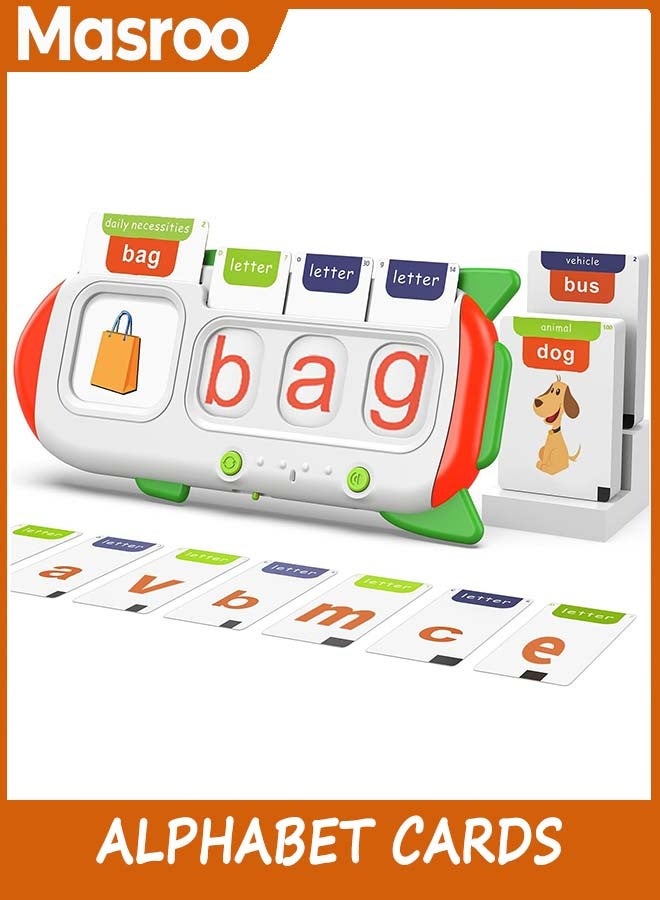 Masroo Alphabet Talking Flash Cards for Kids 3+ Years Old, Spelling Games, Teach Kids ABC Letters & Words, Montessori Learning Toys, Combine Words Based on Pictures, for Preschool Boys Girls - Image 1