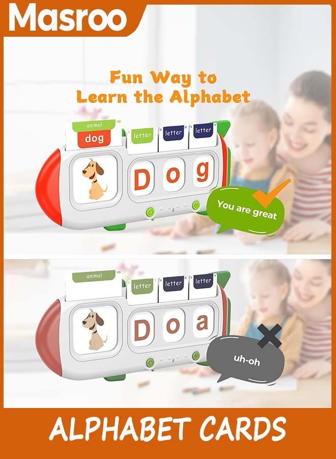 Masroo Alphabet Talking Flash Cards for Kids 3+ Years Old, Spelling Games, Teach Kids ABC Letters & Words, Montessori Learning Toys, Combine Words Based on Pictures, for Preschool Boys Girls - Image 3
