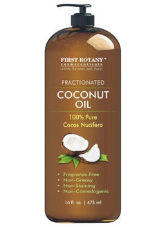 First Botany Fractionated Coconut Oil 16 fl. oz - 100% Natural & Pure MCT Coconut Oil for Hair, Skin,and Aromatherapy Carrier Oil, Massage Oil,Best Skin Moisturizer  - Image 1