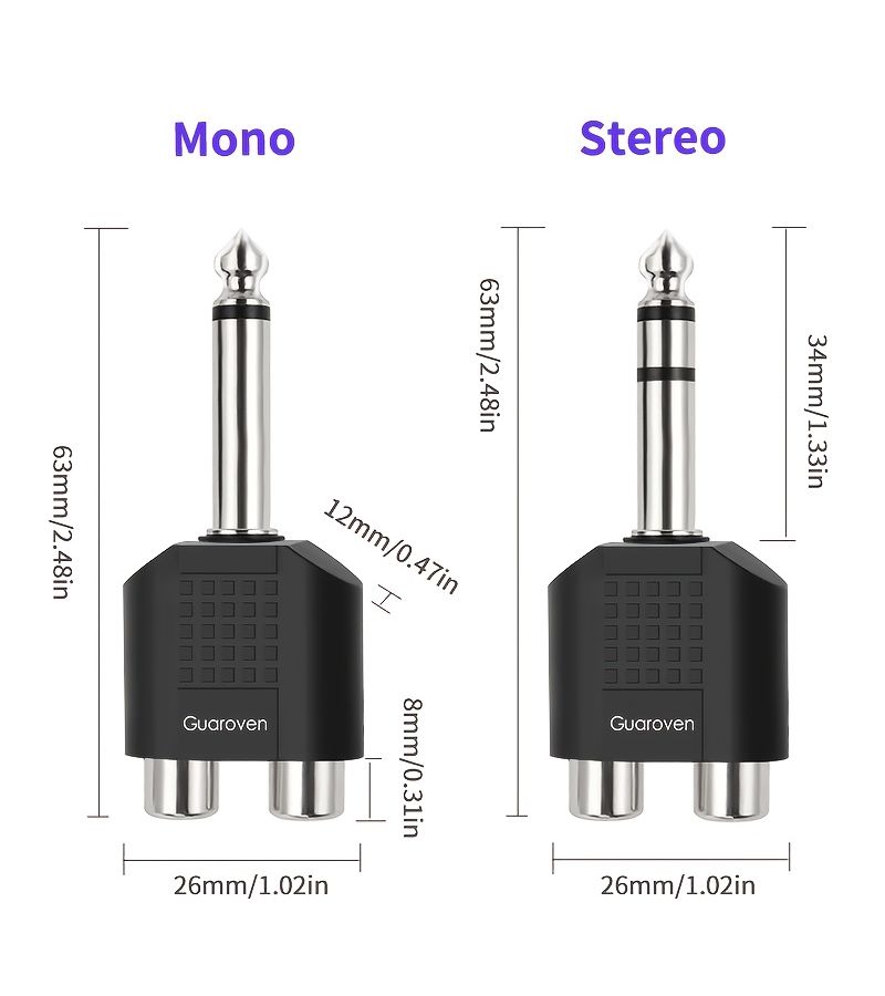 Guaroven 3 قطع محول صوت من Mono Stereo ذكر إلى أنثى RCA مزدوجة - Image 5