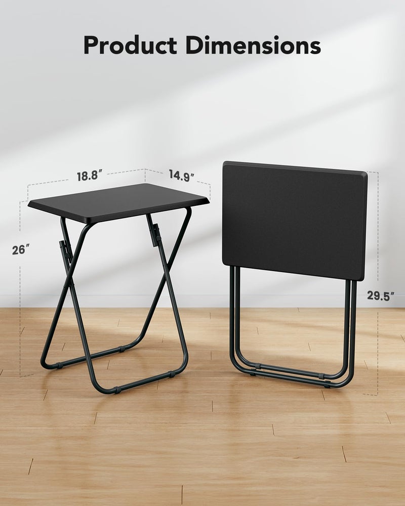 HUANUO Folding TV Tray Table -Stable Tray Table with No Assembly Required, TV Dinner Tray for Eating, Foldable Snack Tables for Bed & Sofa (Black) - Image 3