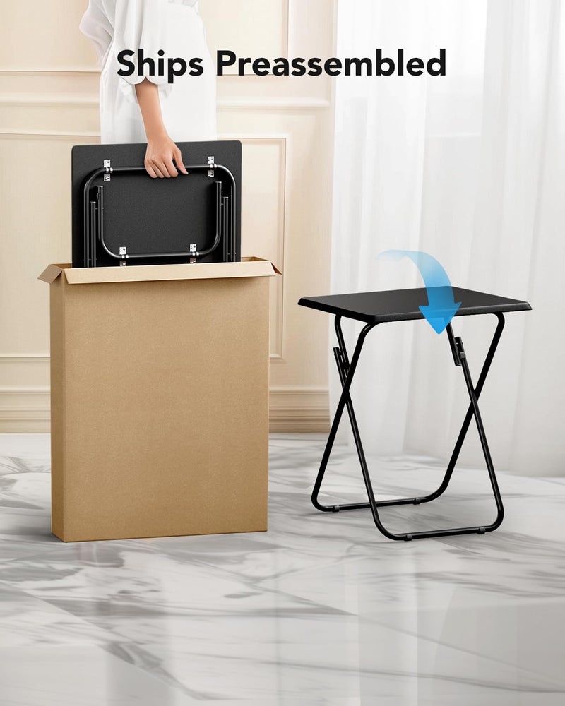HUANUO Folding TV Tray Table -Stable Tray Table with No Assembly Required, TV Dinner Tray for Eating, Foldable Snack Tables for Bed & Sofa (Black) - Image 4