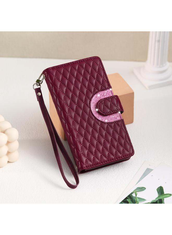 S-TOP Case For iPhone 11 Pro Glitter Lattice Zipper Wallet Leather Phone Case - Image 2