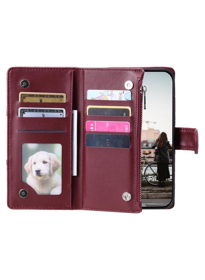 S-TOP Case For iPhone 11 Pro Glitter Lattice Zipper Wallet Leather Phone Case - Image 4