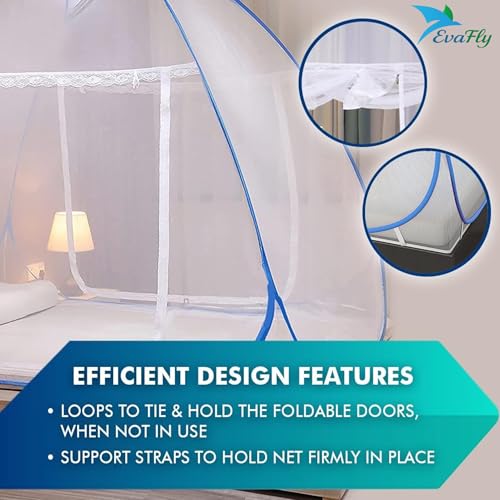 Evafly Mosquito Net for Single Bed | Heart Design (Limited Edition) | Foldable Machardani | Polyester 30GSM Strong Net | PVC Coated Corrosion Resistant Steel Wire - Red - Image 5
