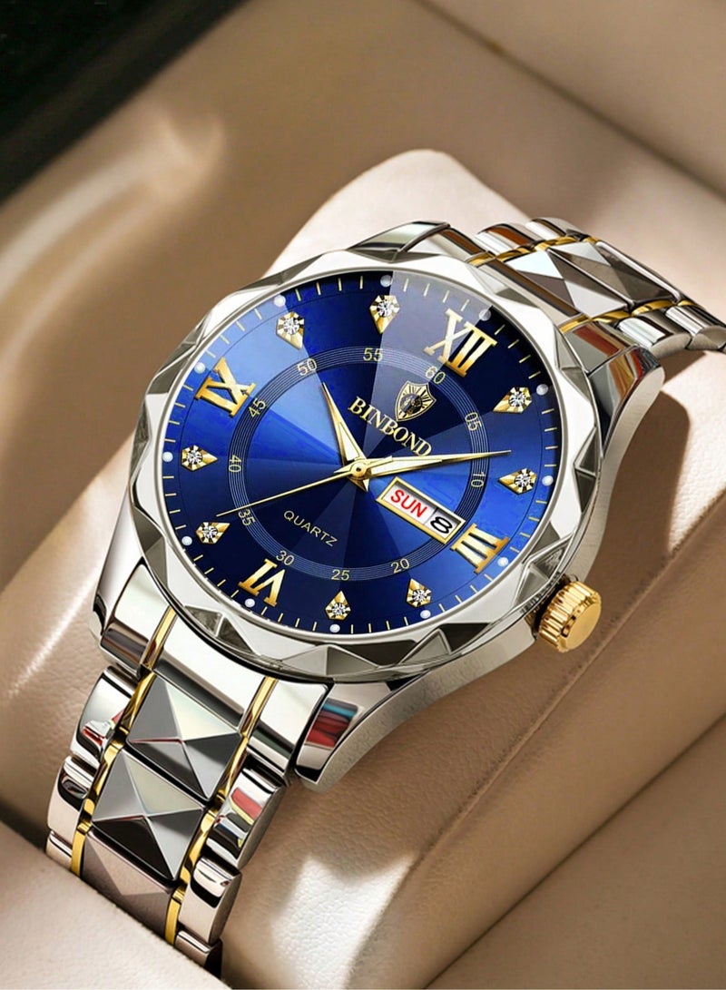 بينبوند ساعات رجالية كوارتز ساعة أفضل ماركة فاخرة موضة مقاومة للماء أسبوع تاريخ ساعة رياضية رجالية ساعة يد رجالية من الفولاذ المقاوم للصدأ - Image 2