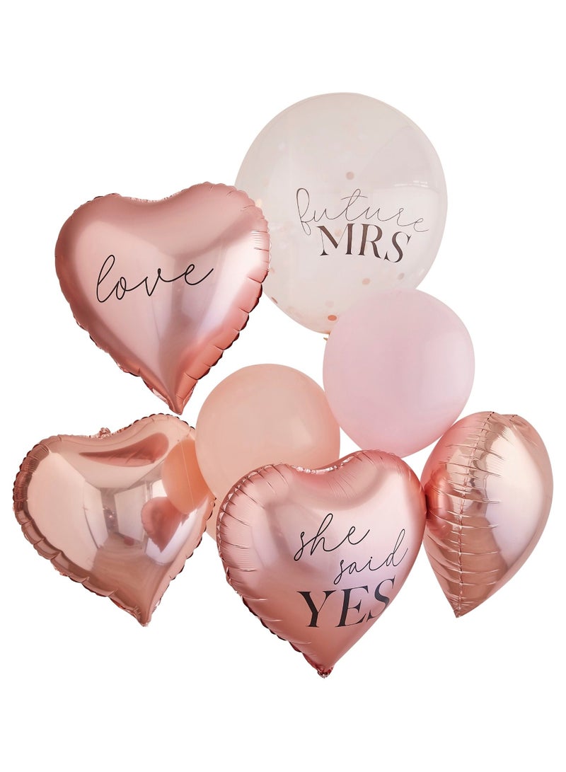 Ginger Ray Bridal Balloon Cluster, Rose Gold & Pink - Wedding Decor - Image 1