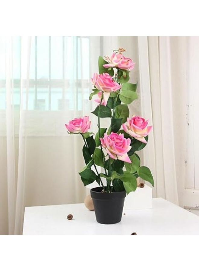 Harmony Home Artificial Tree, 50 cm Realistic Faux Plant with Plastic Pot & Moss Grass, Low-Maintenance Decorative Plant for Indoor Home, Office, & Store (Rose Light Pink) - Image 3