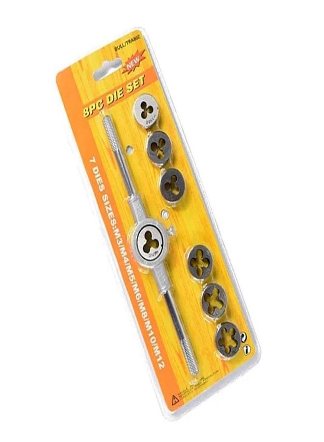 A AND S TOOLS ® 8Pcs Metric Hand Tap and Die Set, M3-M12 Screw Thread Plugs, Straight Taper Reamer Tools - Image 1