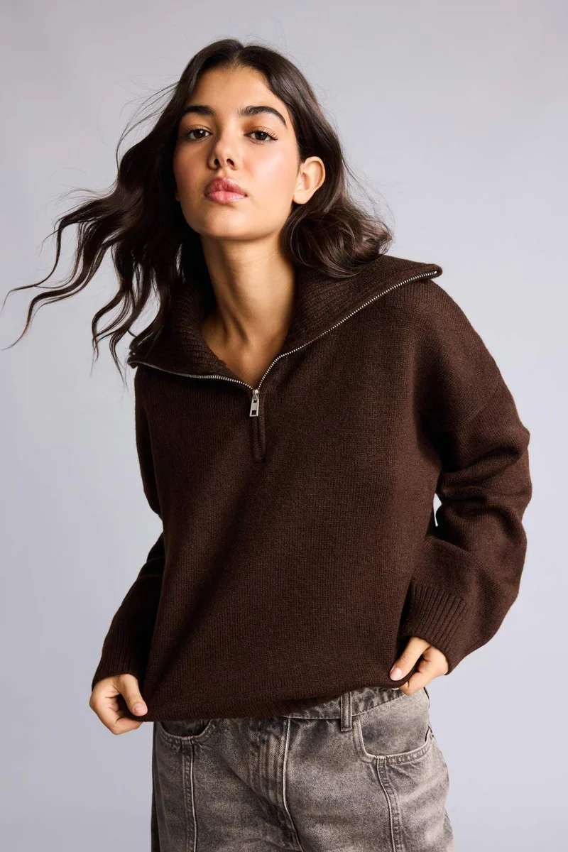 ديفاكتو Regular Fit Half Turtleneck Pullover