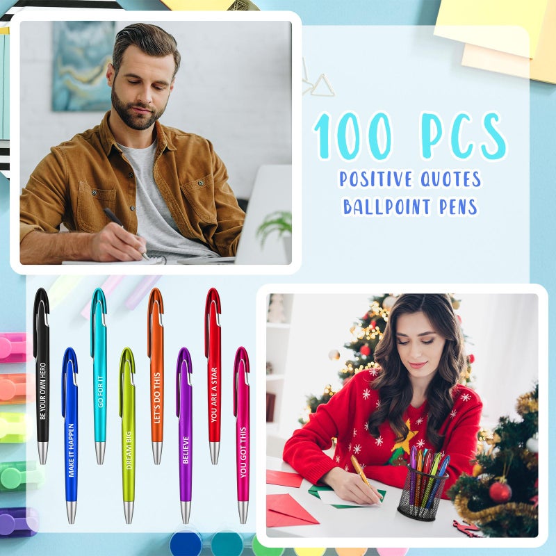 Lincia 100 Pcs Positive Theme Ballpoint Pens Bulk with Inspirational Quotes Retractable Medium Point Affirmation Pens with Black Ink Thank You Gifts for Back to School, Nurse, Teacher - Image 4