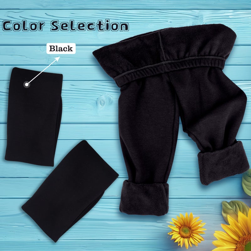 FEQO 2 Pack Girls Fleece Lined Leggings Thick Thermal Tights Full Length Pants Kids Winter Warm Leggings, 6-7 Years (Black) - Image 4