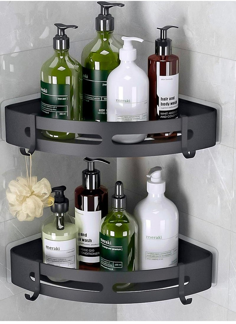 2 Pieces Wall-Mounted Bathroom Shelf No Drilling with Stickers  - Image 1