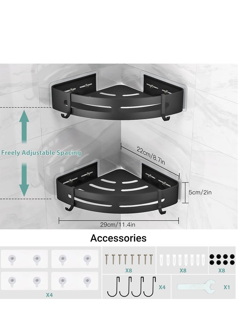 2 Pieces Wall-Mounted Bathroom Shelf No Drilling with Stickers  - Image 2