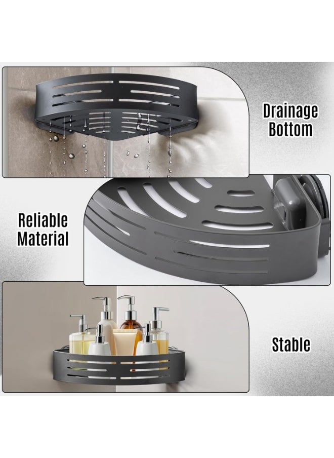 2 Pieces Wall-Mounted Bathroom Shelf No Drilling with Stickers  - Image 4