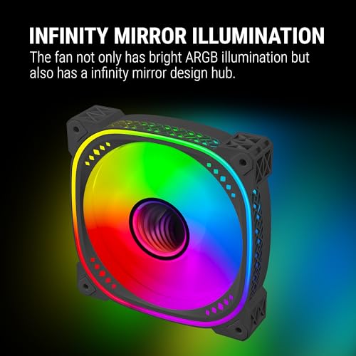 Ant Esports Spectraflow 120mm 3 IN 1 ARGB Case Fan Kit - Black, Infinity Mirror Design, PWM Control, 1800 RPM, 45 CFM Airflow - Image 3