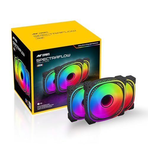 Ant Esports Spectraflow 120mm 3 IN 1 ARGB Case Fan Kit - Black, Infinity Mirror Design, PWM Control, 1800 RPM, 45 CFM Airflow - Image 1