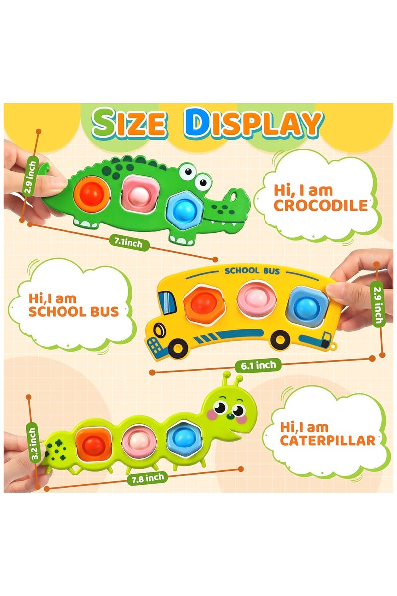 3 قطعة من ألعاب الأطفال الحسية Fidget Popper للأطفال من عمر 12 شهرًا فما فوق، ألعاب Pop It المبتكرة، ألعاب مونتيسوري للأطفال الصغار من عمر 1 إلى 3 سنوات، ألعاب دفع وفرقعة الفقاعات لتنمية المهارات الحركية الدقيقة، ألعاب سفر للأطفال لتخفيف التوتر. - Image 2