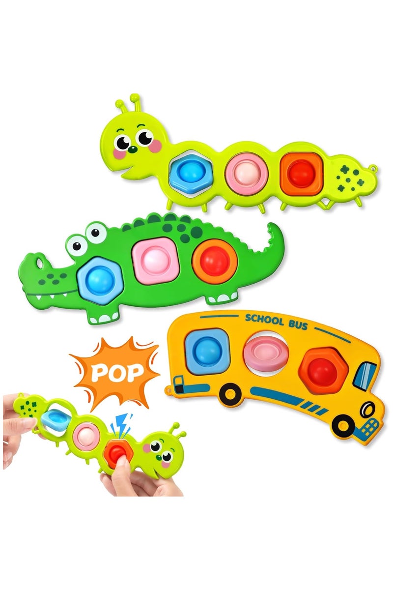 3 قطعة من ألعاب الأطفال الحسية Fidget Popper للأطفال من عمر 12 شهرًا فما فوق، ألعاب Pop It المبتكرة، ألعاب مونتيسوري للأطفال الصغار من عمر 1 إلى 3 سنوات، ألعاب دفع وفرقعة الفقاعات لتنمية المهارات الحركية الدقيقة، ألعاب سفر للأطفال لتخفيف التوتر. - Image 1