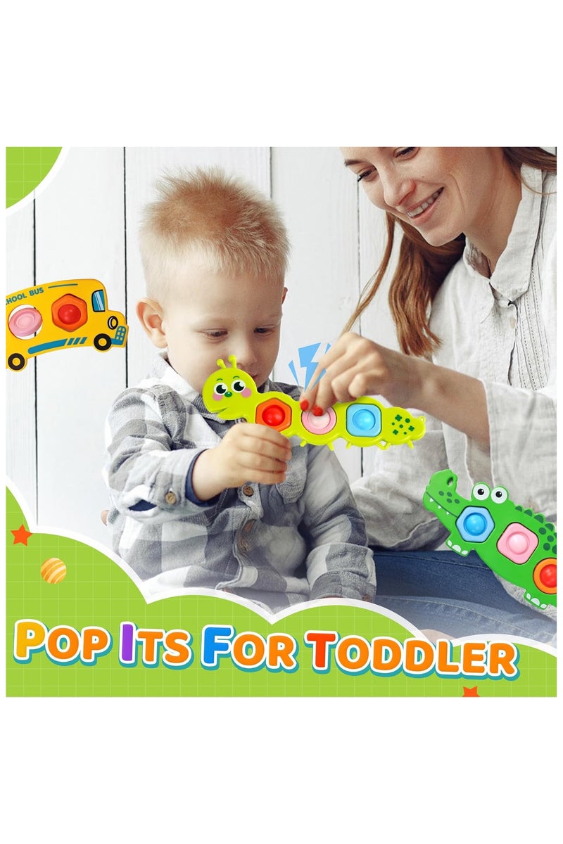 3 قطعة من ألعاب الأطفال الحسية Fidget Popper للأطفال من عمر 12 شهرًا فما فوق، ألعاب Pop It المبتكرة، ألعاب مونتيسوري للأطفال الصغار من عمر 1 إلى 3 سنوات، ألعاب دفع وفرقعة الفقاعات لتنمية المهارات الحركية الدقيقة، ألعاب سفر للأطفال لتخفيف التوتر. - Image 5