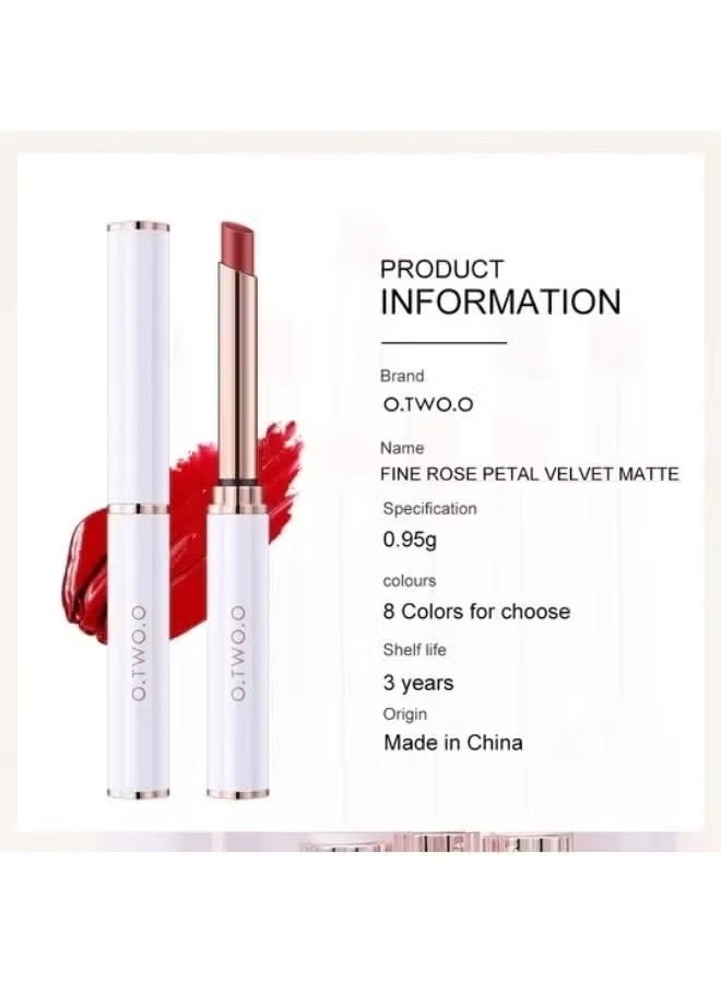 أو.تو.أو أحمر شفاه O.TWO.O أحمر شفاه مخملي غير لامع طويل الأمد بأنبوب رقيق أحمر شفاه عالي التشبع 08 لون التوت - Image 2