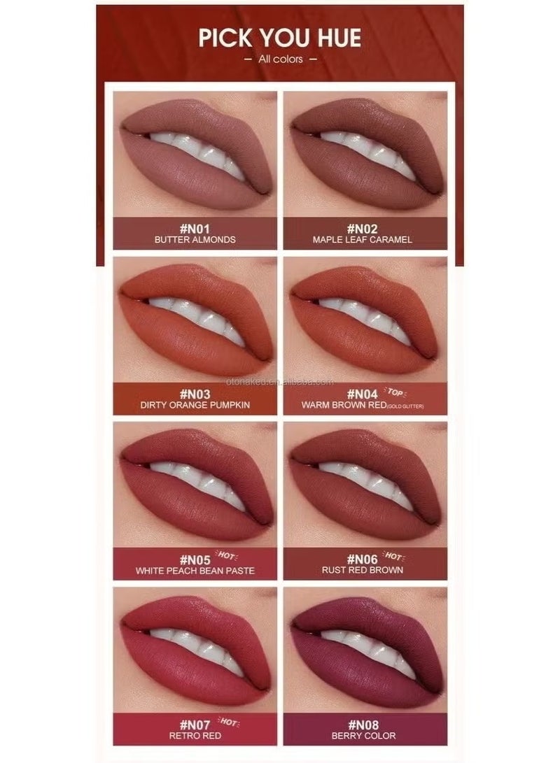 أو.تو.أو أحمر شفاه O.TWO.O أحمر شفاه مخملي غير لامع طويل الأمد بأنبوب رقيق أحمر شفاه عالي التشبع 08 لون التوت - Image 5