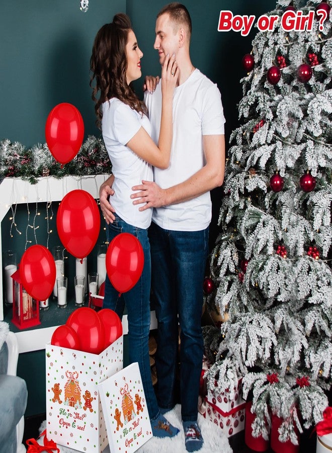 Hungdao Gender Reveal Balloon Box with Ribbon and 10 Pink and Blue Balloons Gender Reveal Games He or She Open to See for Party Decoration 12"x12"x16"(Gingerbread) - Image 4