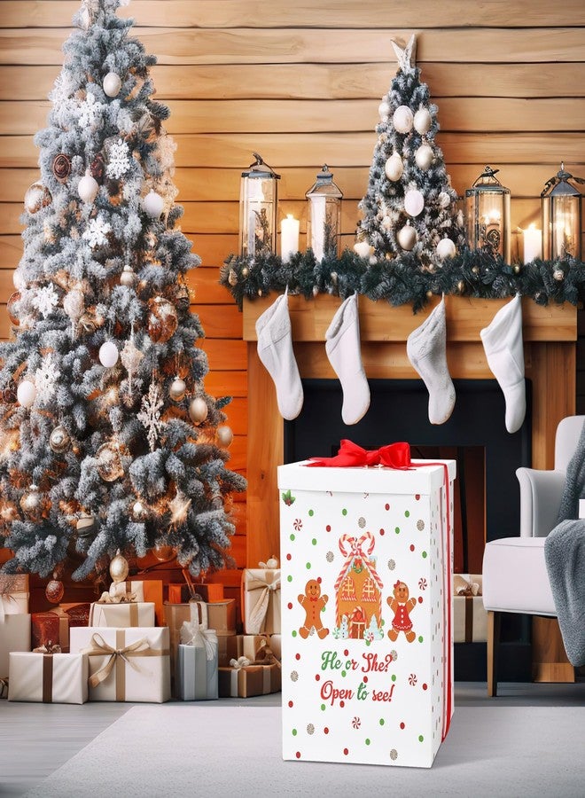 Hungdao Gender Reveal Balloon Box with Ribbon and 10 Pink and Blue Balloons Gender Reveal Games He or She Open to See for Party Decoration 12"x12"x16"(Gingerbread) - Image 5