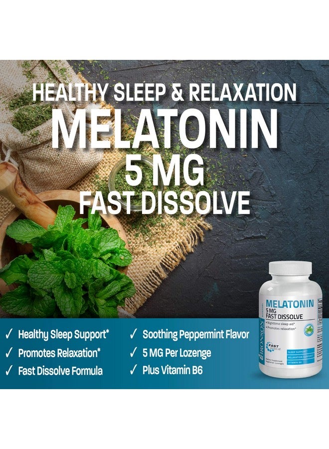 Bronson Melatonin 5mg Fast Dissolve Peppermint Tablets with Vitamin B6 - Promotes Relaxation, 360 Vegetarian Chewable Lozenges - Image 2