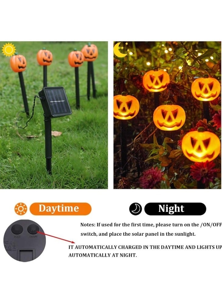GGEROU Halloween Decorations Pumpkin Lights 5 in 1 Solar LED Outdoor Waterproof Stakes Lights for Halloween Pathway Yard Garden Decorations - Image 5