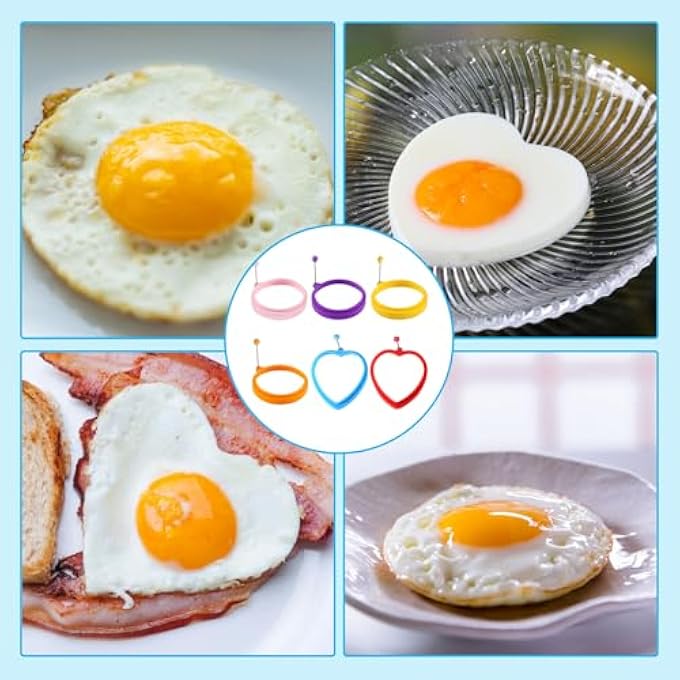 nalaina 6 Pack Silicone Egg Rings Fried Egg Mold Egg Separator NonStick Frying Eggs Maker Molds Friedegg Cooking Rings Mold With Handle For Perfect Eggs Frying Pancakes Omelettes Sandwiches - Image 4