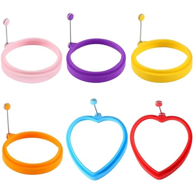 nalaina 6 Pack Silicone Egg Rings Fried Egg Mold Egg Separator NonStick Frying Eggs Maker Molds Friedegg Cooking Rings Mold With Handle For Perfect Eggs Frying Pancakes Omelettes Sandwiches - Image 1